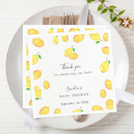 Servilleta De Papel Lemon Baby Shower Elegant Gracias Marco Script