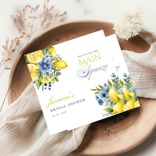 Servilleta De Papel Lemon Blue Floral Citrus Bridal Shower (Subido por el creador)