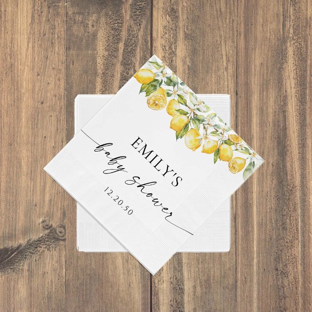 Servilleta De Papel Lemon Citrus Baby Shower Paper Napkin (Subido por el creador)