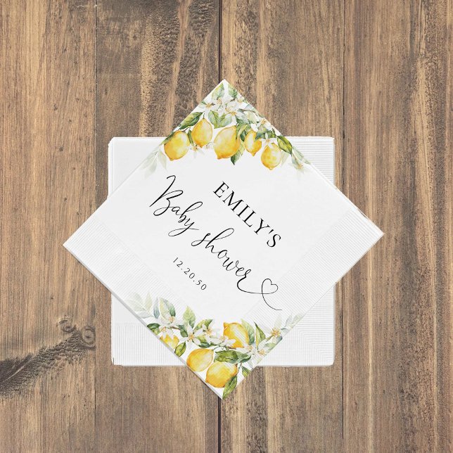 Servilleta De Papel Lemon Citrus Baby Shower Paper Napkin (Subido por el creador)
