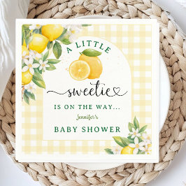 Servilleta De Papel Lemon Citrus Baby Shower Yellow Gingham