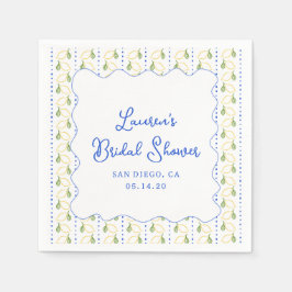 Servilleta De Papel Lemon Citrus Blue & Yellow Amalfi Bridal Shower