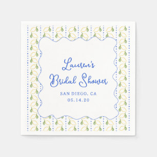 Servilleta De Papel Lemon Citrus Blue & Yellow Amalfi Bridal Shower