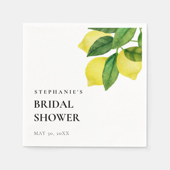 Servilleta De Papel Lemon Citrus Branch Greenery Bridal Shower (Anverso)