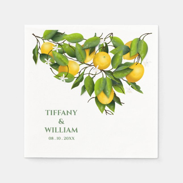 Servilleta De Papel Lemon Citrus Fruit Cocktail Fiestas Napkins (Anverso)
