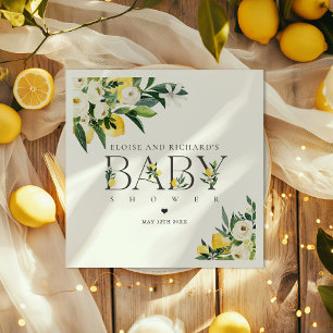 Servilleta De Papel Lemon Citrus mediterráneo Baby Shower Botánico