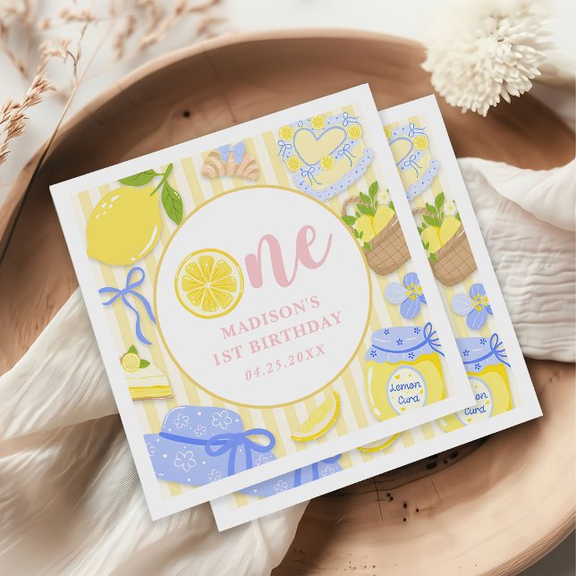Servilleta De Papel Lemon Citrus Summer Lemonade 1st Birthday Party  (Subido por el creador)