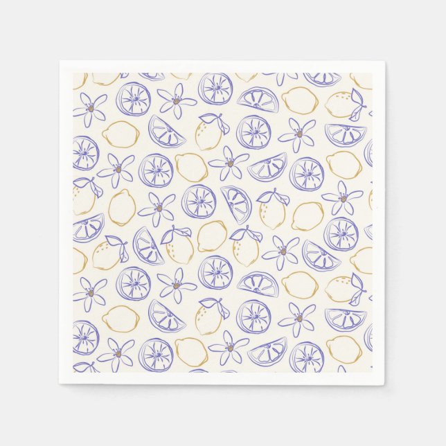 Servilleta De Papel Lemon Doodle Pattern Napkins (Anverso)