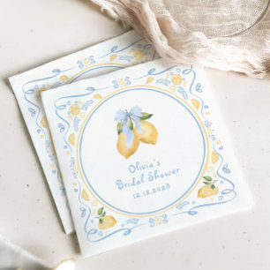 Servilleta De Papel Lemon Floral Italiana Bow Bridal Shower