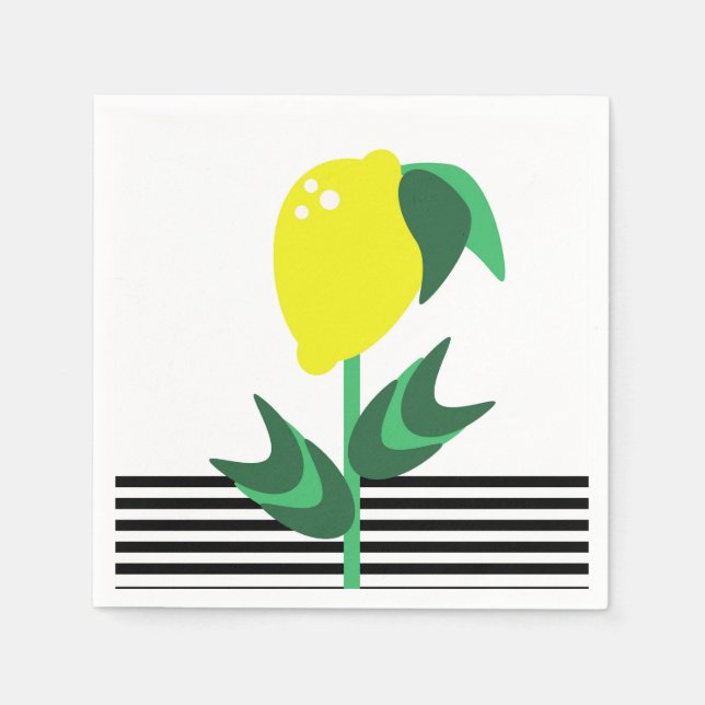 Servilleta De Papel Lemon Fruit Garden Plant Stripes (Anverso)