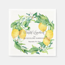 Servilleta De Papel Lemon Greeneration White Floral Wreath Bridal Lunc