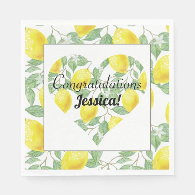 Servilleta De Papel Lemon Heart Main Squeeze Theme Bridal Shower (Anverso)