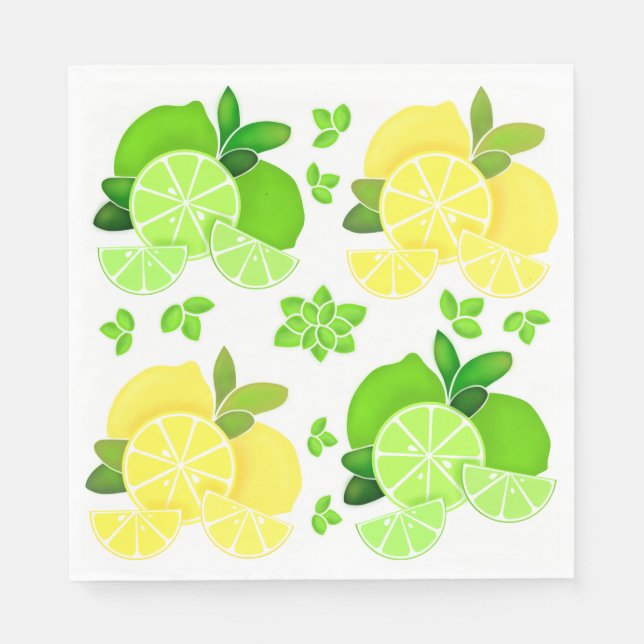 Servilleta De Papel Lemon limes fruta verde fruta cítrica amarillo (Anverso)