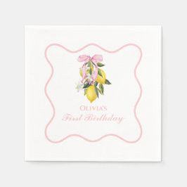 Servilleta De Papel Lemon Pink Bow coquetería elegante cumpleaños núme