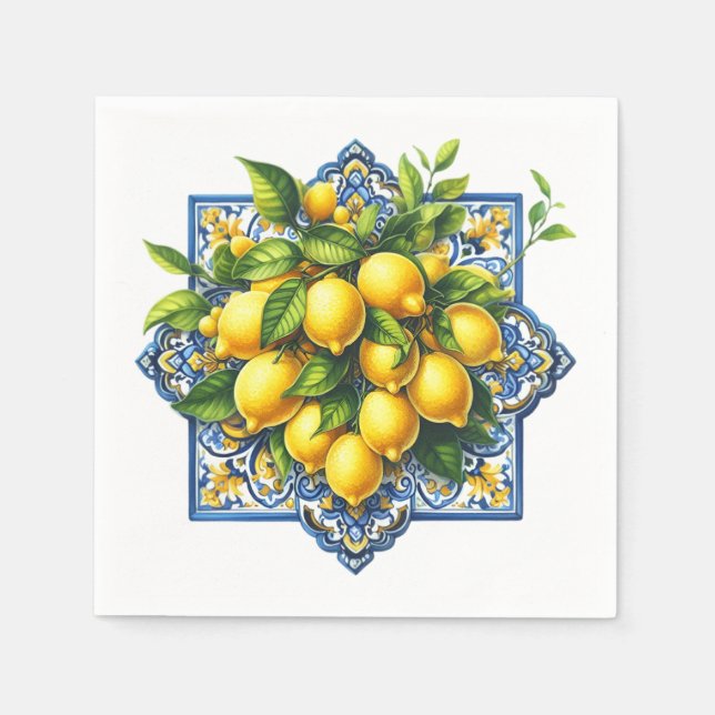 Servilleta De Papel Lemon Tile Napkins (Anverso)