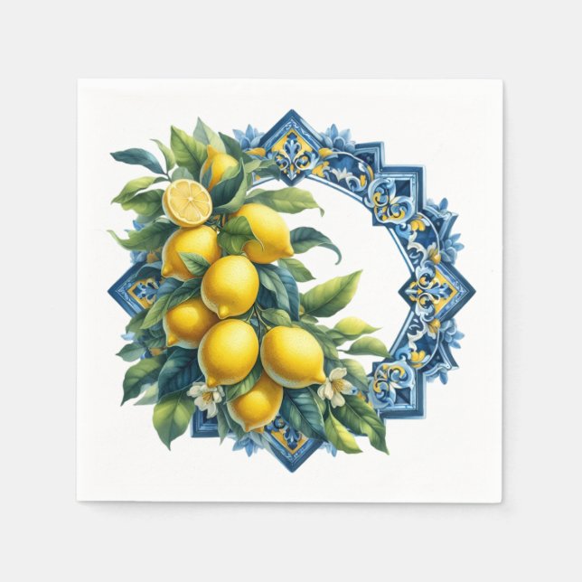 Servilleta De Papel Lemon Tile Napkins (Anverso)