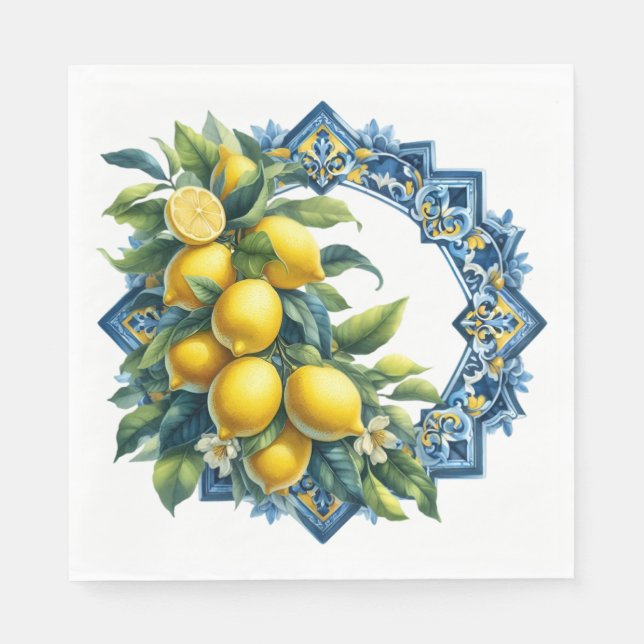 Servilleta De Papel Lemon Tile Napkins (Anverso)