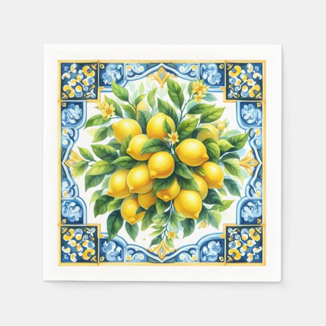 Servilleta De Papel Lemon Tile Napkins (Anverso)