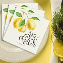 Servilleta De Papel Lemon Watercolor Baby Shower Napkins