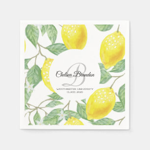 Servilleta De Papel Lemon Watercolor Leaf Graduado Fiesta Papel Napkin