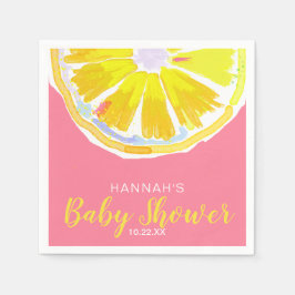 Servilleta De Papel Lemon Watercolor Slices Pink Baby Shower