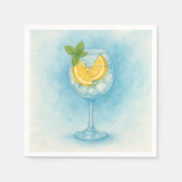Servilleta De Papel Lemon y Mint G&T — Elegantes servilletas de cóctel