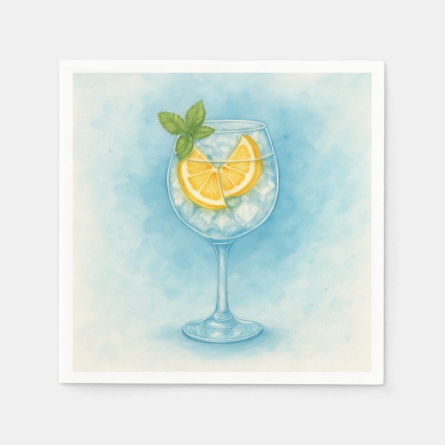 Servilleta De Papel Lemon y Mint G&T — Elegantes servilletas de cóctel (Anverso)