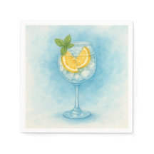 Lemon y Mint G&T — Watercolor Cocktail Napkins
