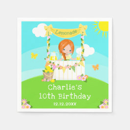 Servilleta De Papel Lemonade Stand Birday Red Hair Chica