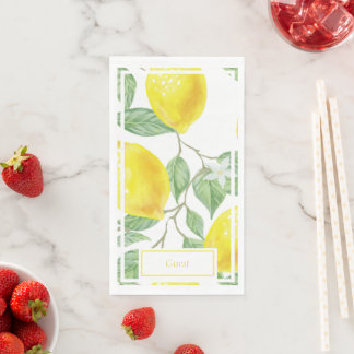 Servilleta De Papel Lemones brillantes y hojas amarillo y verde