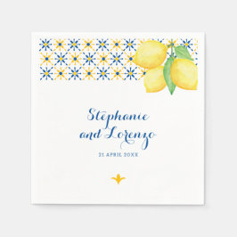 Servilleta De Papel Lemones de acuarela de mosaico mediterráneo