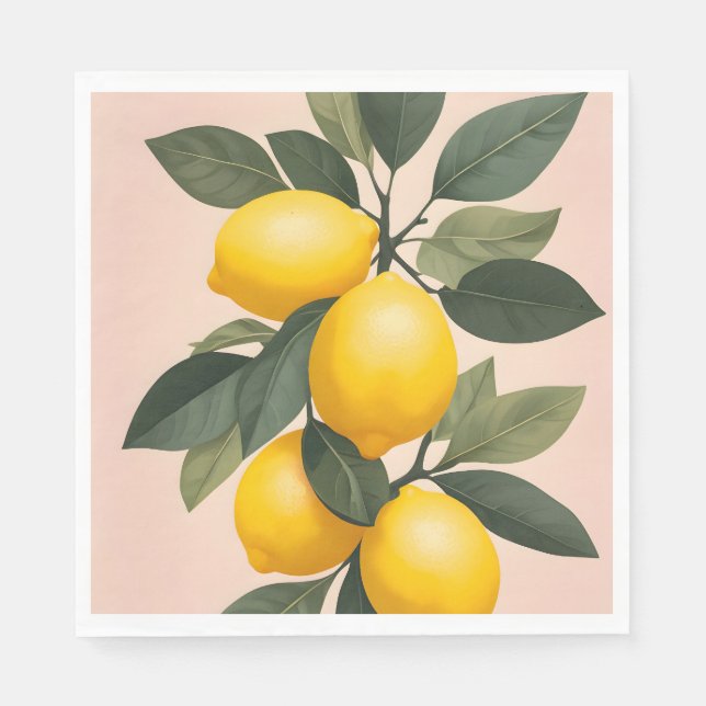 Servilleta De Papel Lemones dorados sobre el verde (Anverso)