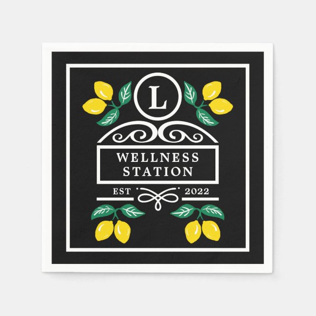 Servilleta De Papel Lemones monogramas modernos (Anverso)