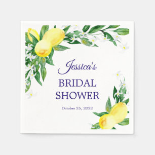 Servilleta De Papel Lemons Blossom Greenery Bridal Shower Paper