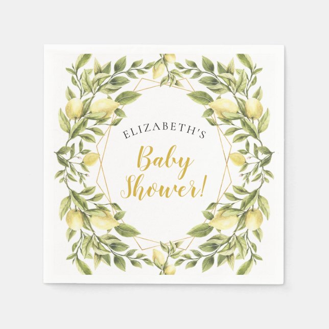 Servilleta De Papel Lemons Greenery Baby Shower (Anverso)