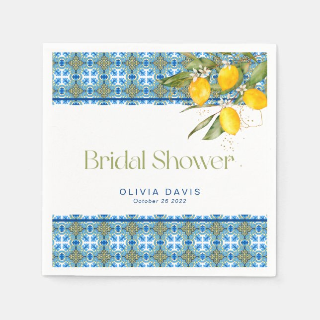 Servilleta De Papel Lemons Mediterranean Tiles Despedida de Soltera (Anverso)