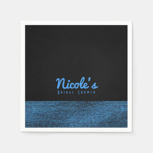 Servilleta De Papel Lentejuelas Glam Modernas Azules y Negras Elegante