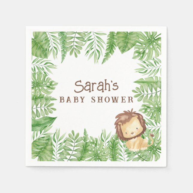 Servilleta De Papel Leo Safari Baby Shower Napkins (Anverso)