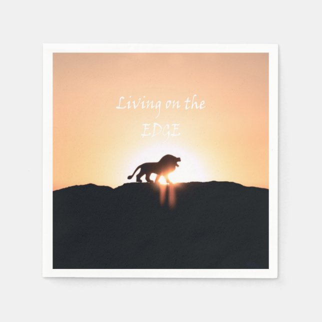 Servilleta De Papel León al atardecer Viviendo en el EDGE (Anverso)