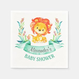 Servilleta De Papel León Baby Shower de la acuarela
