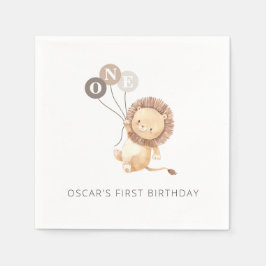 Servilleta De Papel León con 3 globos marrones