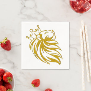 Servilleta De Papel León con corona - Estilo de oro 2