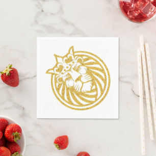 Servilleta De Papel León con corona - Estilo de oro 4