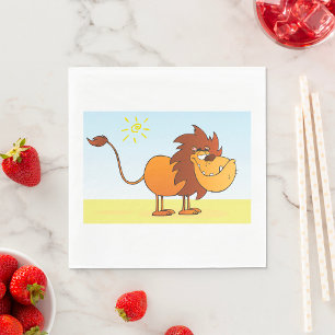Servilleta De Papel León de dibujos animados divertido en el sol Anima