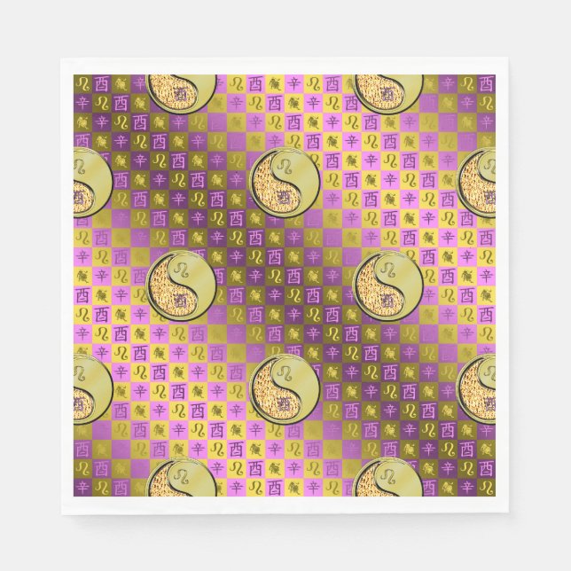 Servilleta De Papel León y Rooster Metalizado (Anverso)