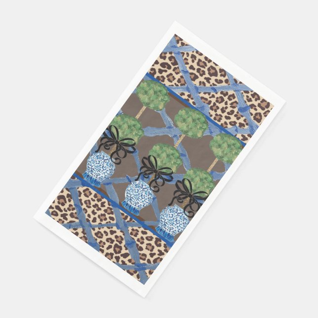 Servilleta De Papel Leopard Bamboo Chinoiserie Ginger Jar (Esquina)