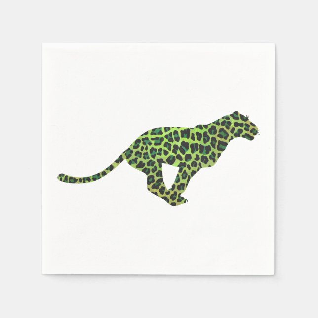 Servilleta De Papel Leopard Black and Green Silhouette (Anverso)