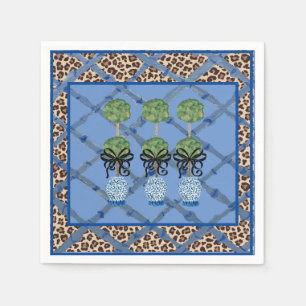 Servilleta De Papel Leopard Blue Bamboo Chinoiserie Ginger Jar Paper