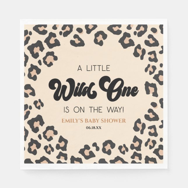 Servilleta De Papel Leopard Cheetah Print Wild One Baby Shower (Anverso)
