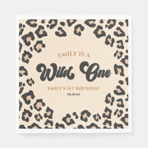 Servilleta De Papel Leopard Cheetah Print Wild One First Birthday Fies